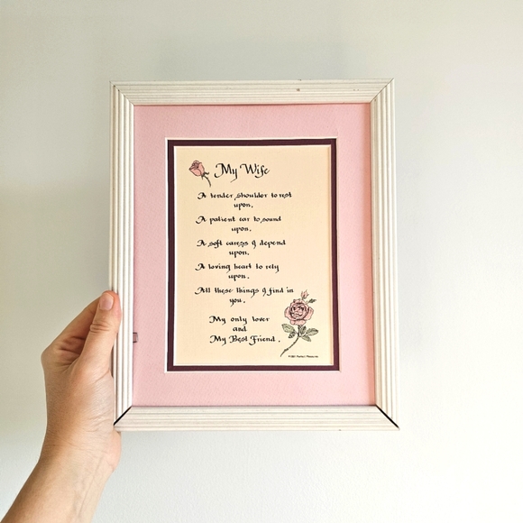 1991 "My Wife" Poem Picture Frame | Wife Poem Picture Roses Vintage White Frame - Picture 9 of 12
